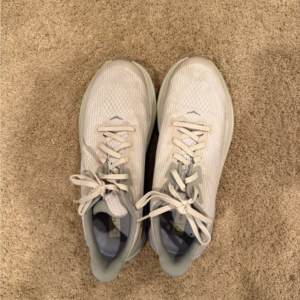 Hoka Women's Cream and Gray Sneakers